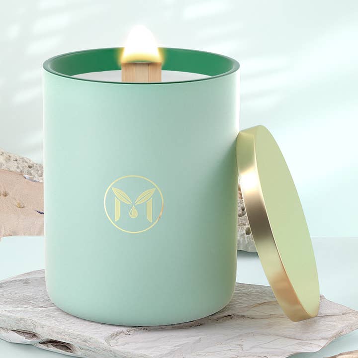 MyrrhUSA - Wholesale Jar/Filled Candle - Ocean Breeze 100% Soy Wax Crackling Wood Wick Candle0