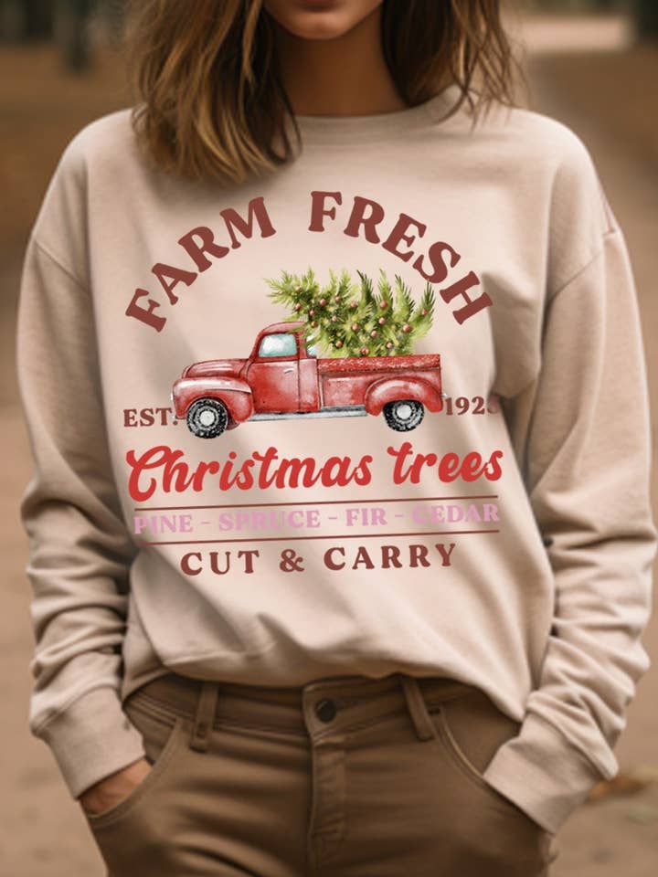 Farm Fresh Christmas Trees Graphic Sweatshirts for wholesale by DG WORLD
