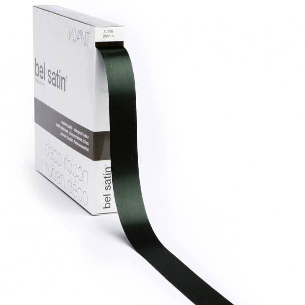 Poly Satin Ribbon Dark Green for wholesale by kadopapier.net