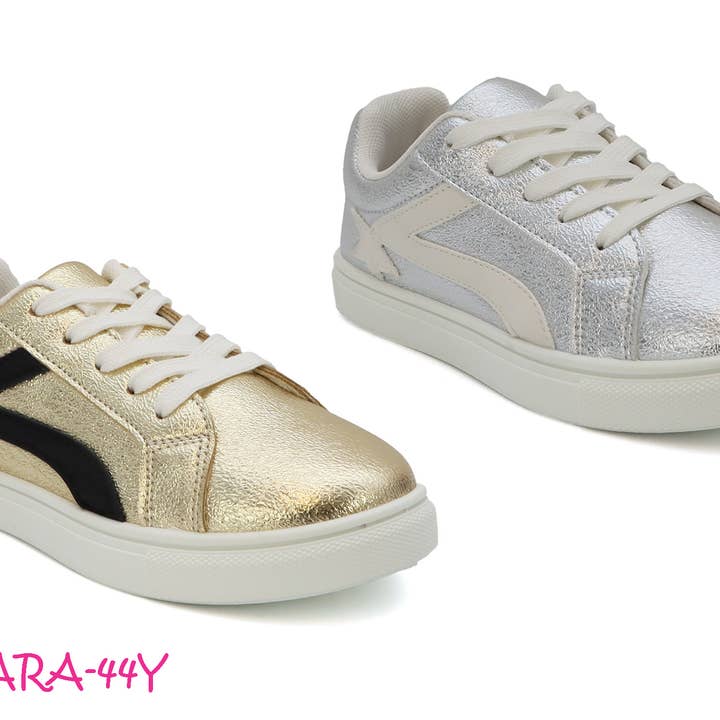 YOKI Meisjes Metallic Veterschoenen Lage Sneakers courtschoenen voor wholesale door Yoki Girls