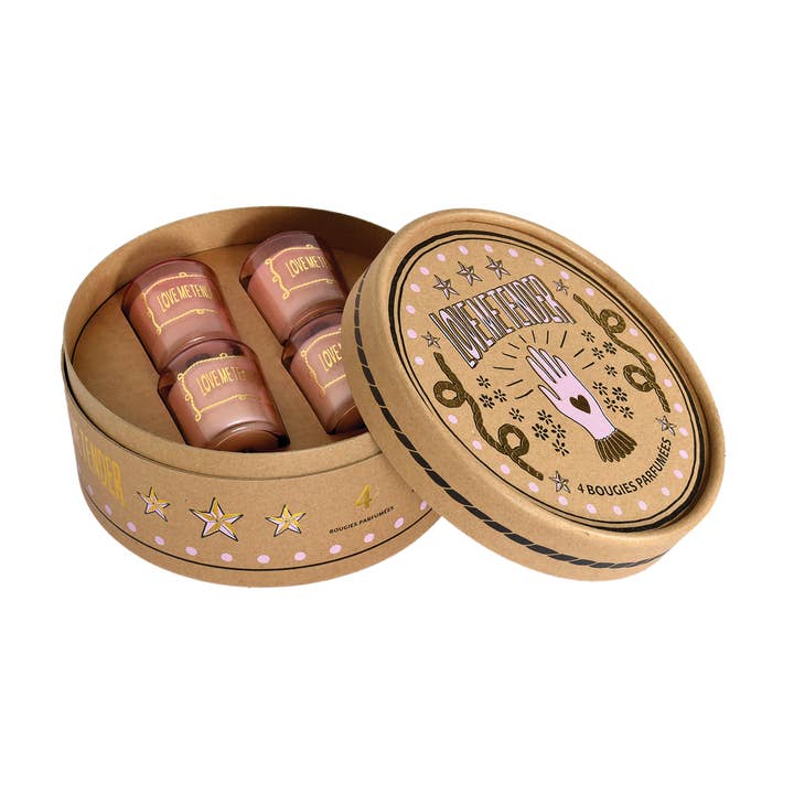 Opjet Paris - Wholesale Novelty candle - Set of 4 Americana Love me tender candles D4.5 H5cm