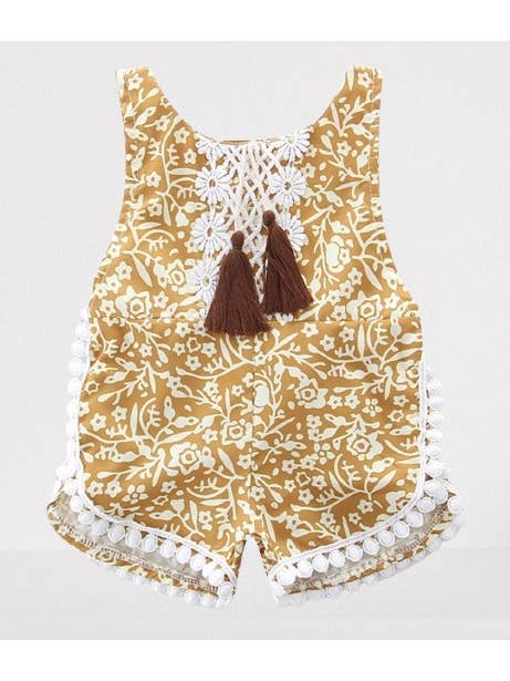 Fennco Styles - Wholesale Bodysuit (Non-Footed) - Baby - Flower Lace Backless Baby Girl Sunsuit Romper
