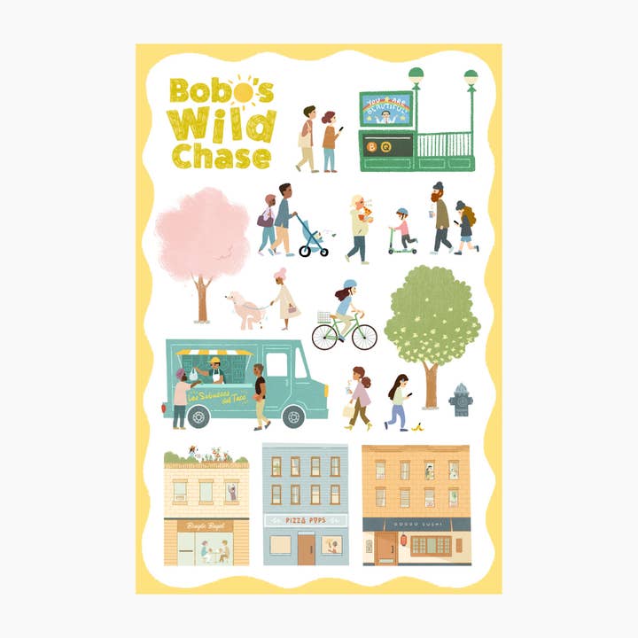 Feuille d'autocollants du quartier de Brooklyn pour la vente par Pistachios Publishing