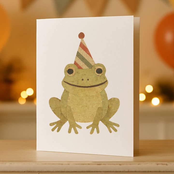 Birthday Frog Greetings Card, Pack Of 10 for wholesale by Kin Press Cards