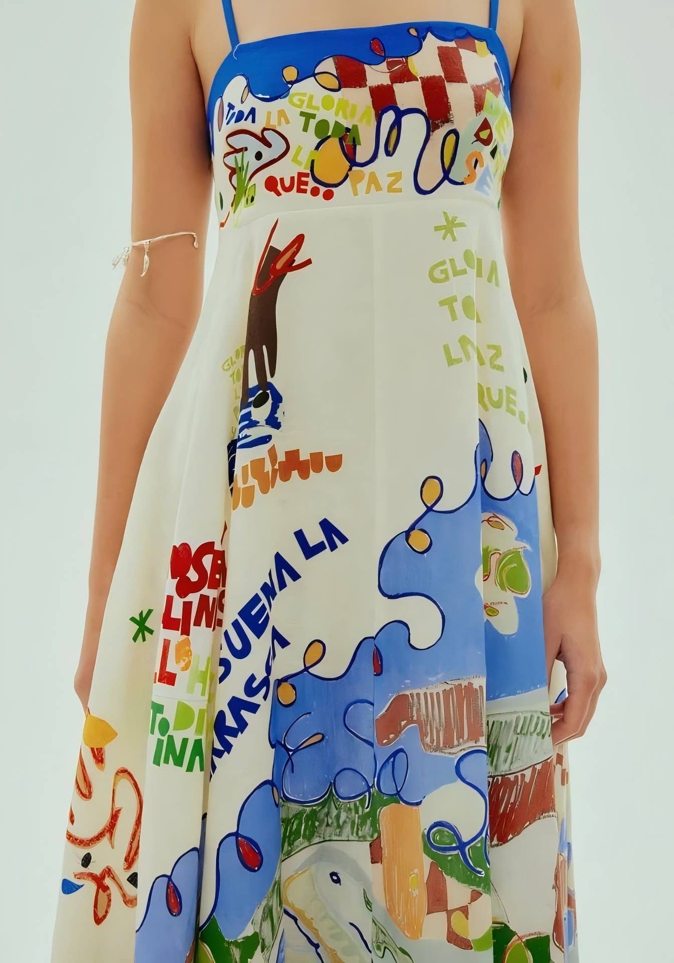 Hope & Sunshine - Vente Robe – femme - Robe évasée en lin à imprimé graffiti47