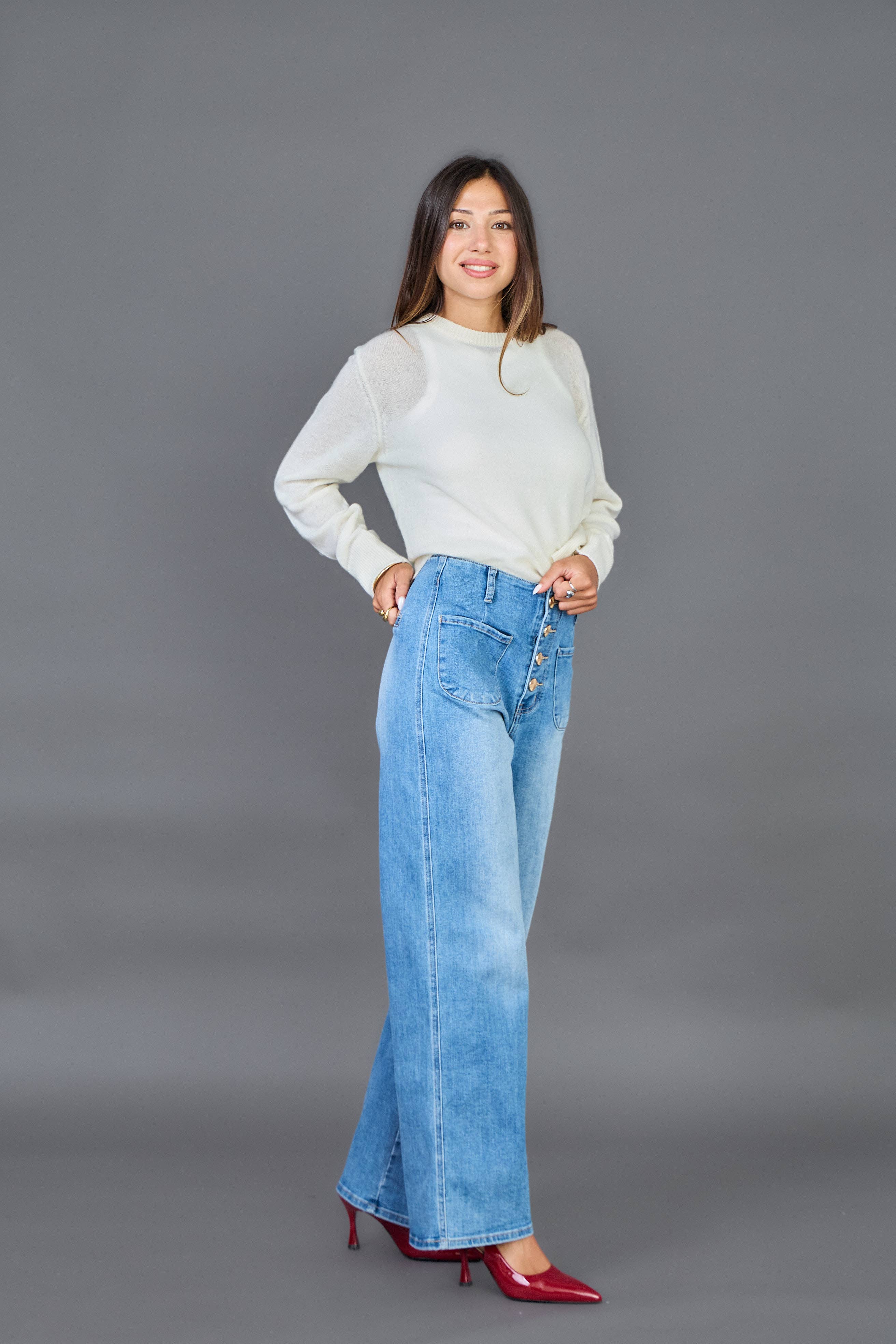 ANA & LUCY - Wholesale Jeans - Women's - Wide-Leg Jeans (Button Closure) "Audrey" - ANA & LUCY12