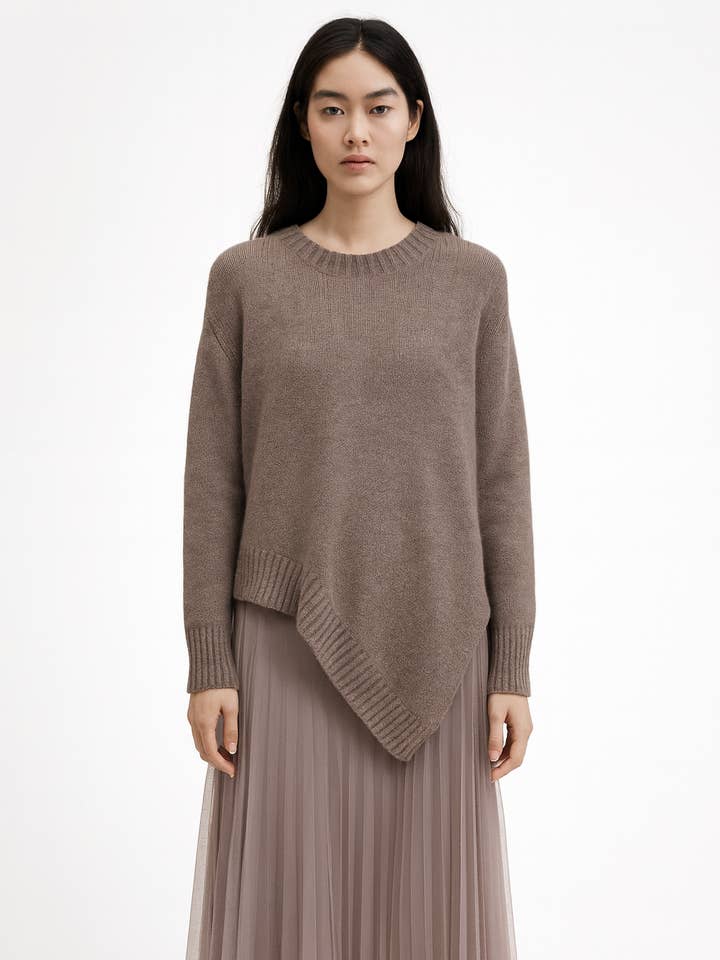 PREMIUM KNIT ASYMMETRIC JUMPER MATCHED WITH PLEATED DRESS - for wholesale by Lucy Sparks
