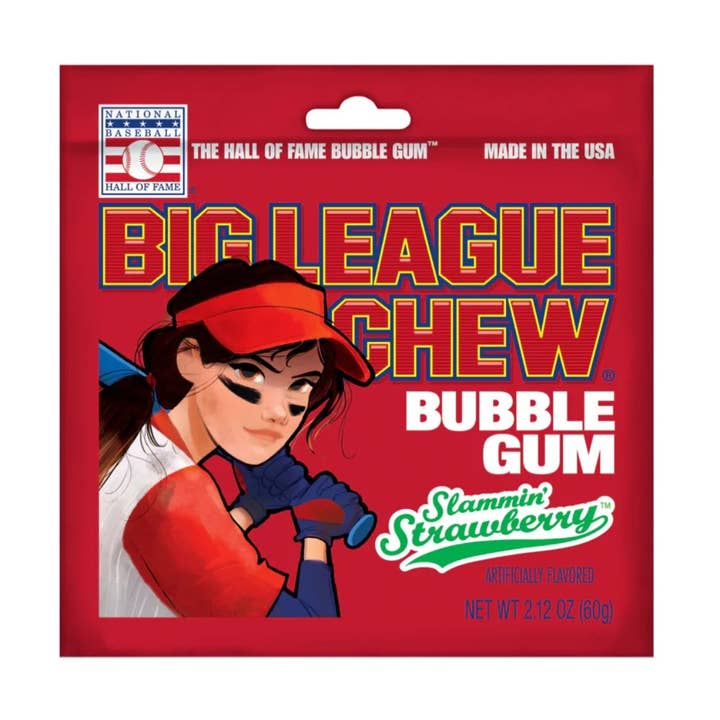 I Got Your Candy - Wholesale Chewing Gum - Big League Chew Slammin' Strawberry Bubble Gum 2.12oz - 12ct