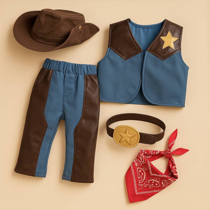 Western Cowboy Baby Toddler 5-Piece Costume Set for wholesale by Fennco Styles
