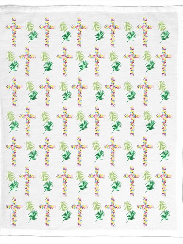Cross & Palms theedoek van biologisch katoen - Pasen en lente voor wholesale door Coast & Cotton