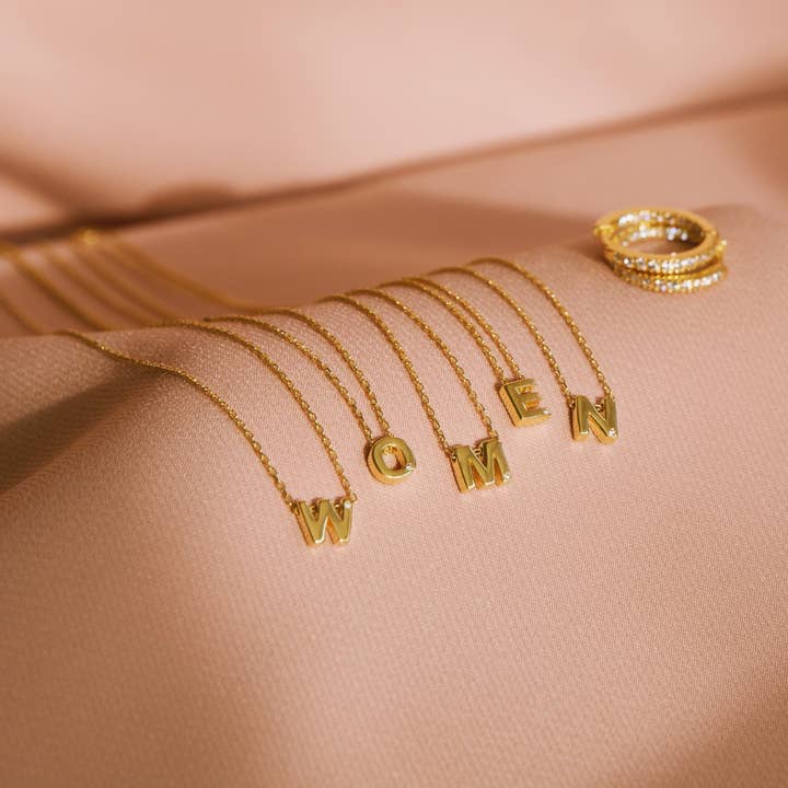 Diamond Letter Necklace "W" - 18 karat gold vermeil on sterling silver, diamond 0.01 carat for wholesale on Faire3