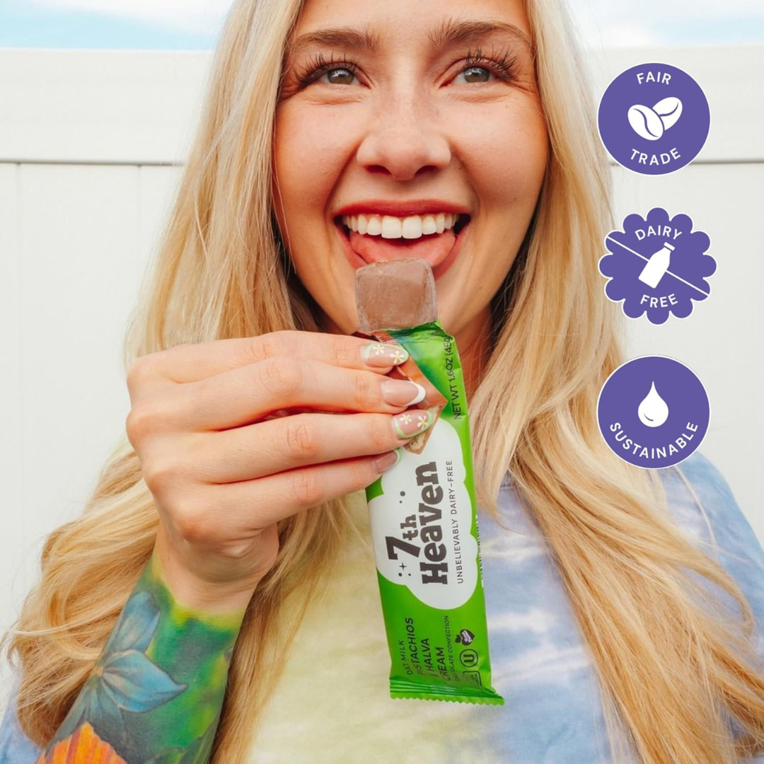 7th Heaven Chocolate - Wholesale Chocolate Bar - Vegan Oat Milk Chocolate Bar - Pistachio & Halva4