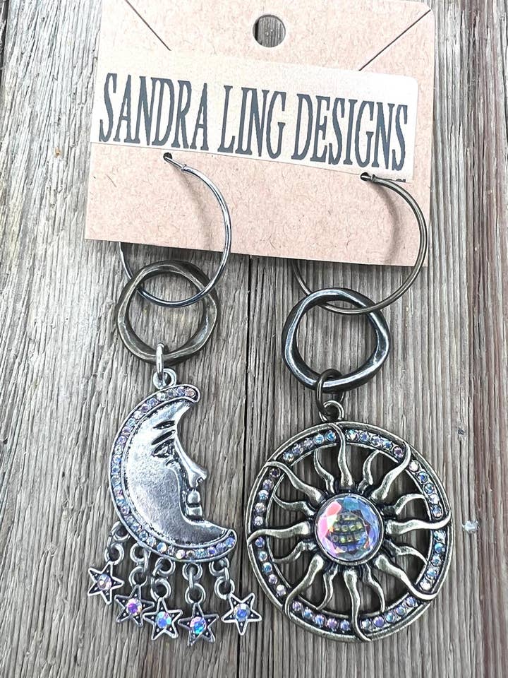 “Celestial Harmony Earrings” – Dance of the Sun & Moon for wholesale by Sandra Ling Designs