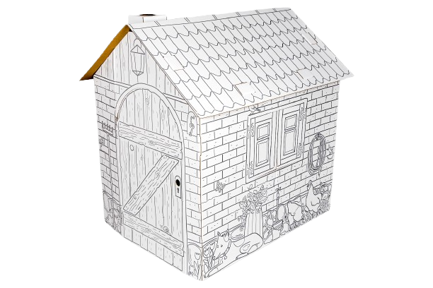Annahouse - Wholesale DIY Craft Kit - Kids - Playhouse Farm Simple, Cardboard playhouse for children, 3+2