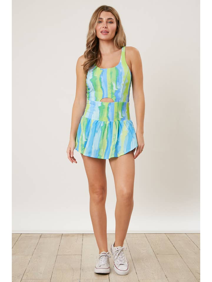 Peach Love California - Wholesale Romper - Women's - Watercolor Print Sporty Romper