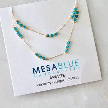 Mesa Blue – wholesale Beaded/pearl necklace – Square Gemstone Beaded Necklace