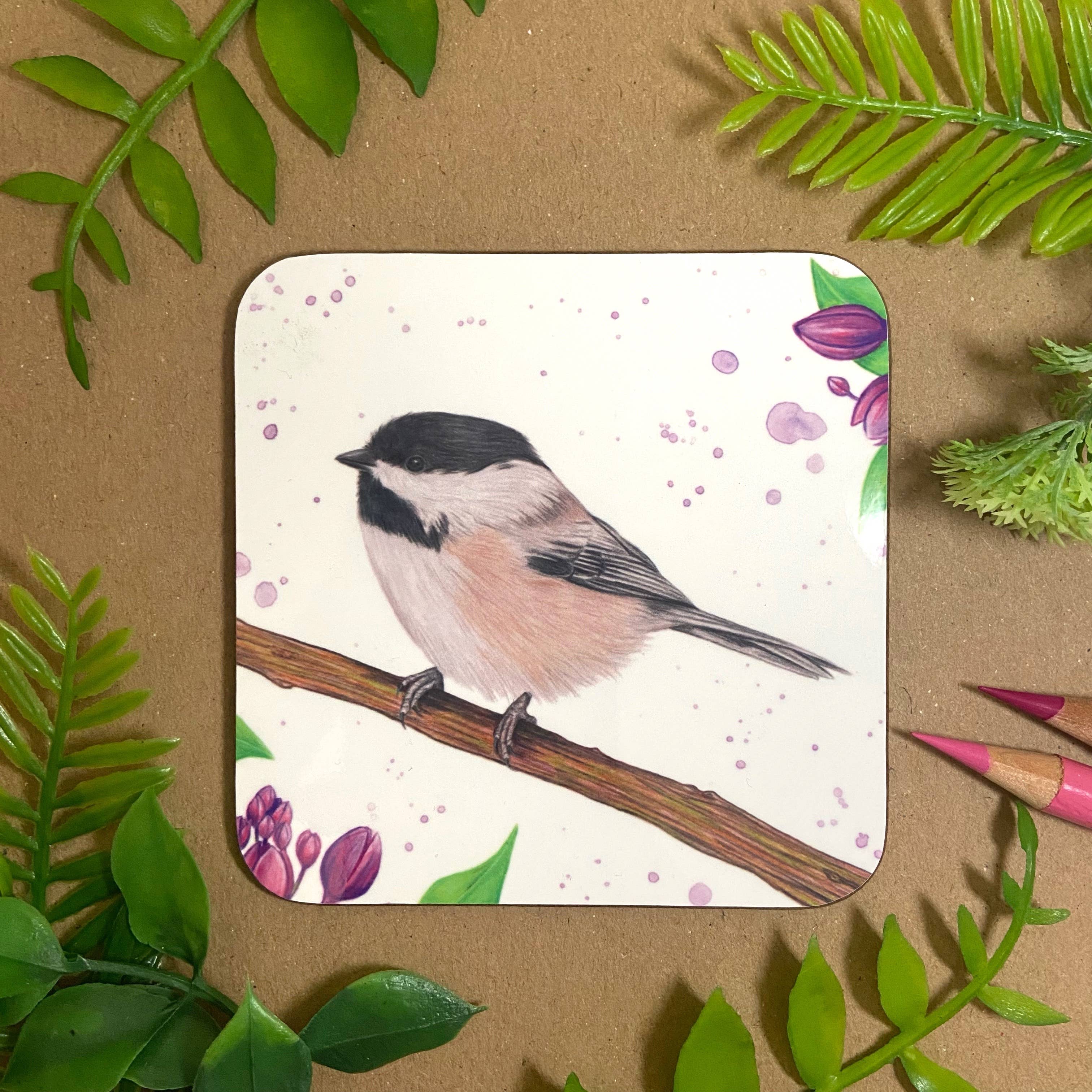 Emmy Turner Illustration – wholesale Coasters – Coal Tit Wood Coaster