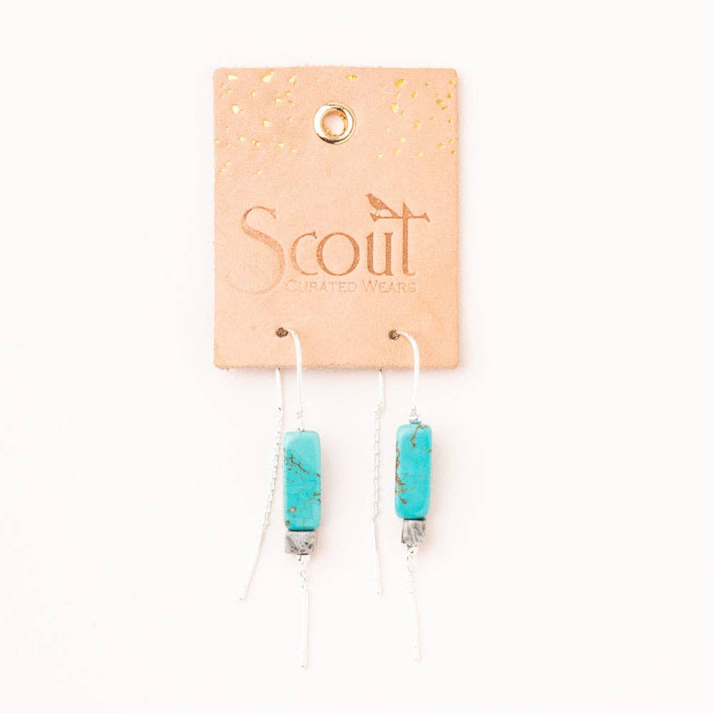 Scout Curated Wears - Wholesale Dangle Earrings - Rectangle Stone Earring - Majestic Jasper/Black/Gold1