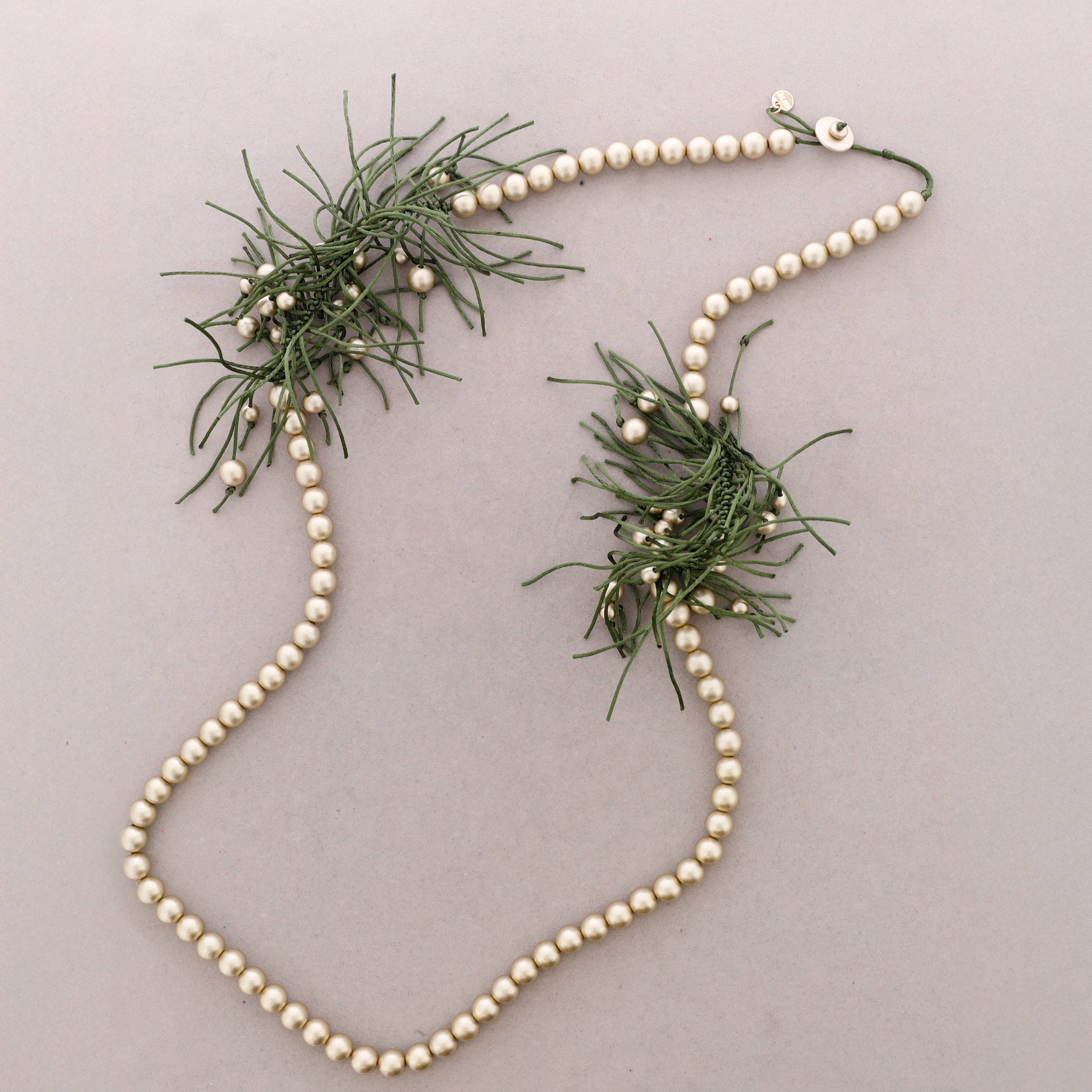 Sonata - Wholesale Snap Jewelry - Long Necklace with Metal Beads and Rat Tail Tassels5