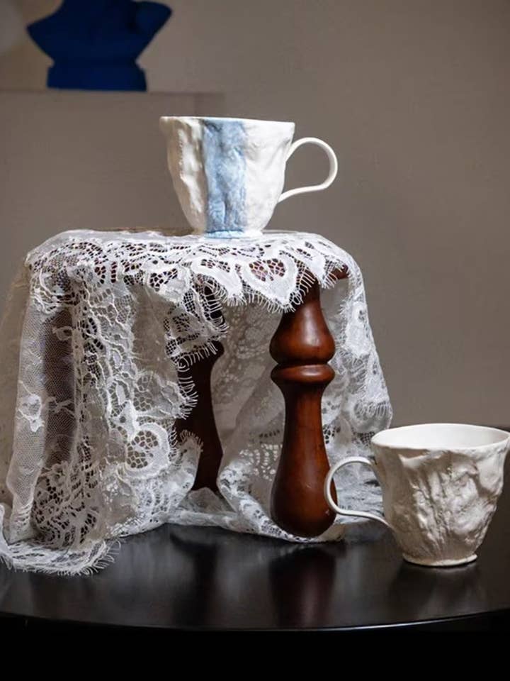 Keramikkop med Flæsekant – Blå for engroshandel hos sylvarastudio