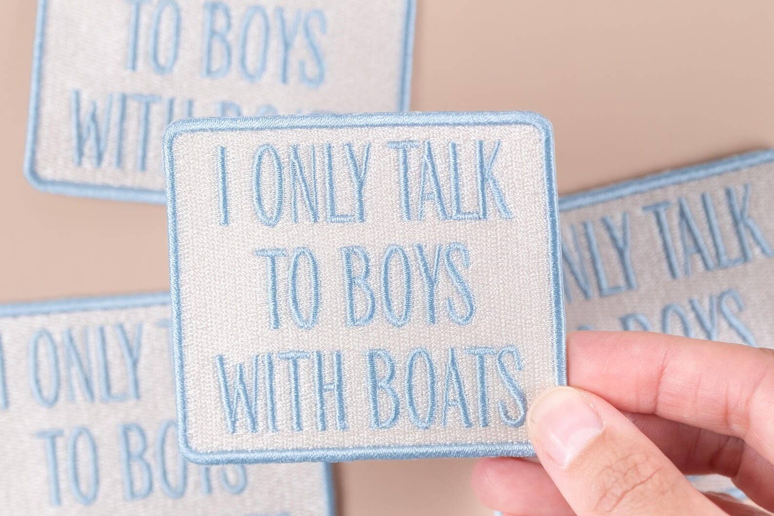 Field Trip Threads - Wholesale Patch - I Only Talk to Boys with Boats Embroidered Iron-On Patch 2