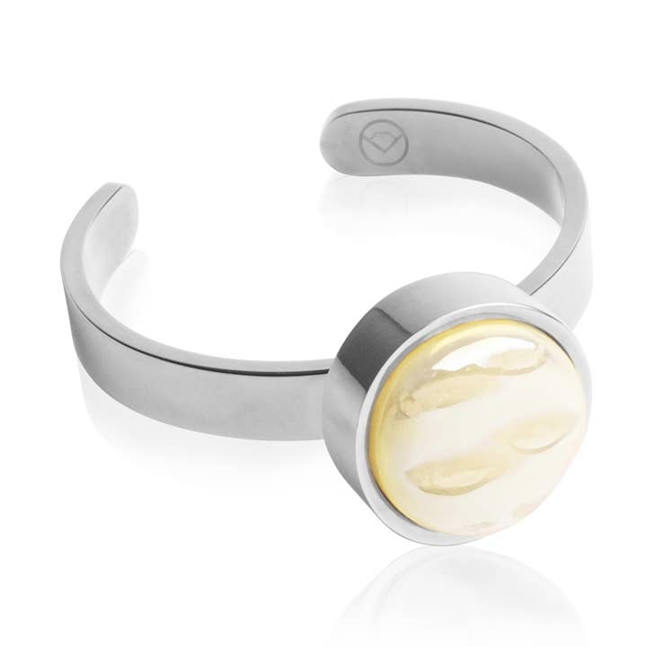 Anello regolabile con pietra • 8mm • argento/giallo sabbia per la vendita all'ingrosso da parte di ALEXASCHA