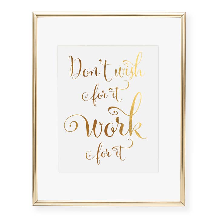 Impression artistique en aluminium « Don't Wish For It Work For It » pour la vente par Digibuddha