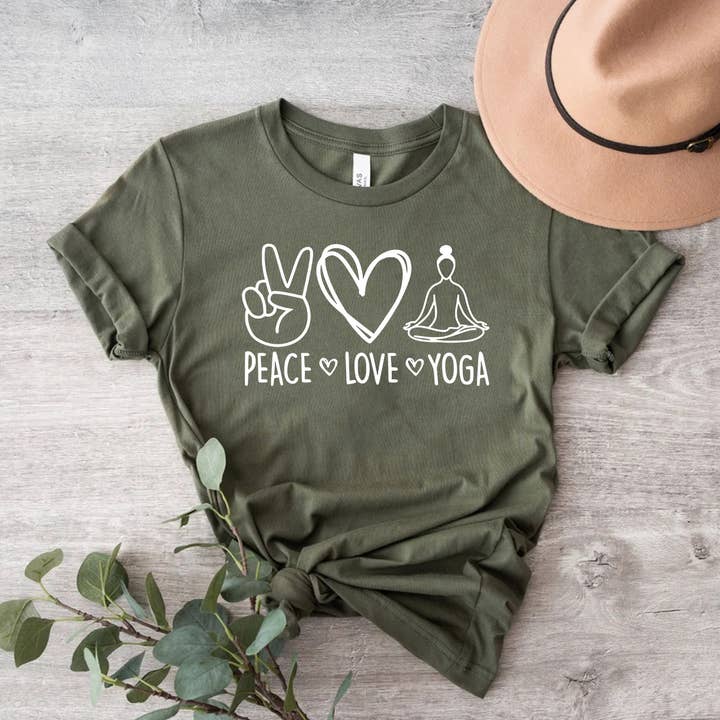 Peace Love Yoga Shirt Chakra Mantra Travel Mindfulness for wholesale by Himalayan Hymns