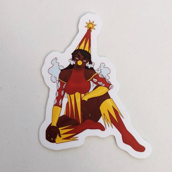 Sun - Celestial Clown Sticker for wholesale by Amy in the Aether Art