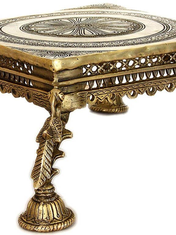 Ritual Chowki | Handmade | Brass Sculpture for wholesale by Exotic India Art