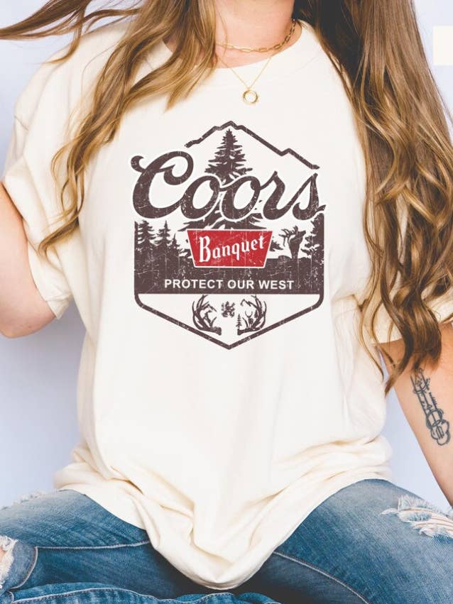 Eleven Fashion - Wholesale Screen Printed T-Shirt - Women's - Coors Banquet Protect Our West Shirt0