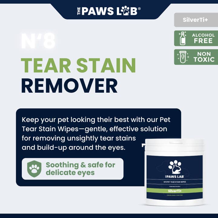 N’8 Pet Tear Stain Wipes for wholesale by The Paws Lab