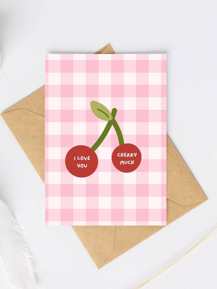 I Love You Cherry Much Card | Cherry Greeting Card for wholesale by Fleurs on Sunday