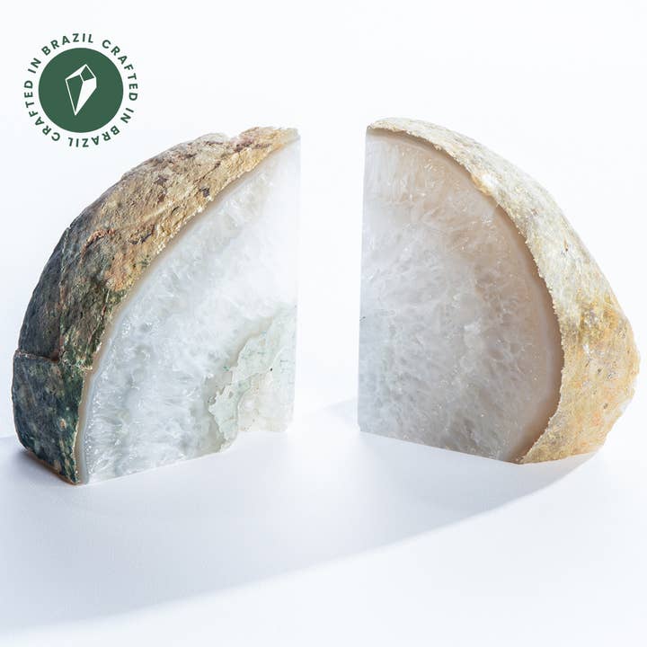 GeoCentral - Wholesale Bookend - Satin Crystal Agate Bookends - Crafted in Brazil1