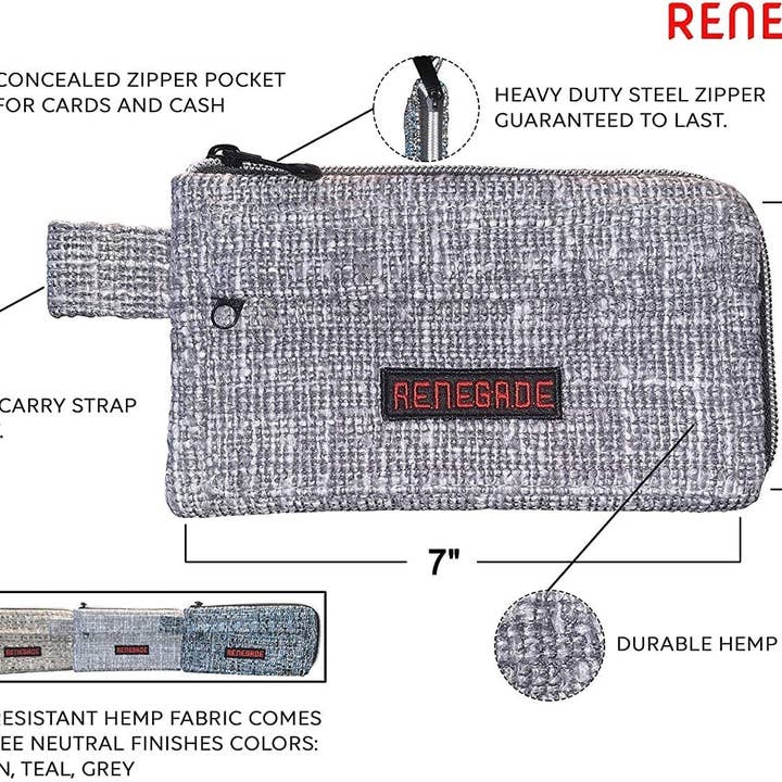Wha-Ger - Wholesale Pouch - Women's - Protective Light Grey Hemp Padded travel case,Pouch, purse