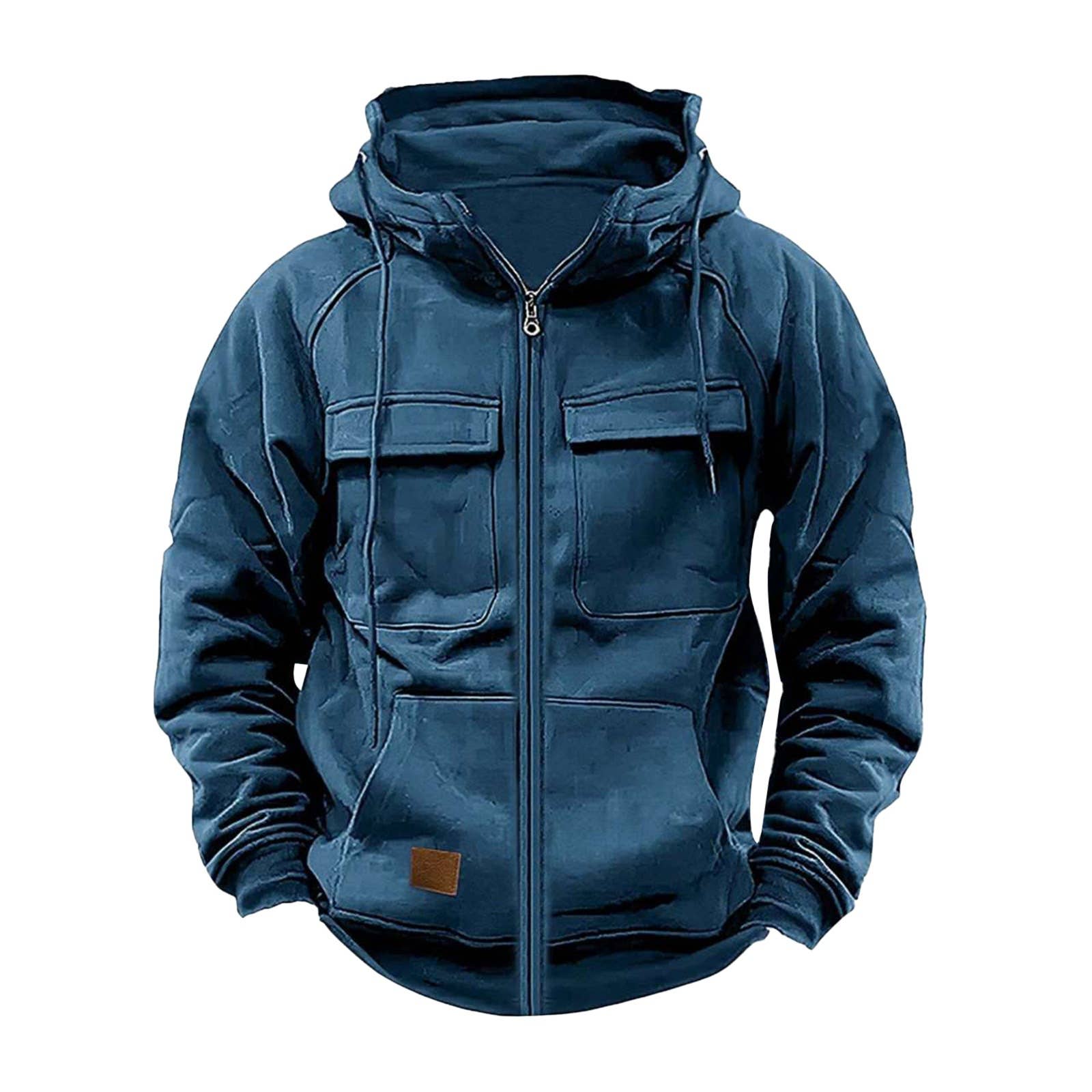 Tourtiwi - Venta al por mayor Sudadera con capucha - Hombre - Chaqueta Sudadera Casual para Hombre con Capucha y Color Sólido8