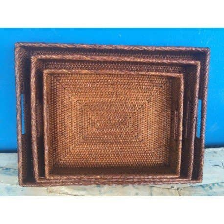 Paloma Black (Casa Natura Design, S.L.) - Wholesale Decorative Tray - Set Of 3 Rectangular Rattan Trays1
