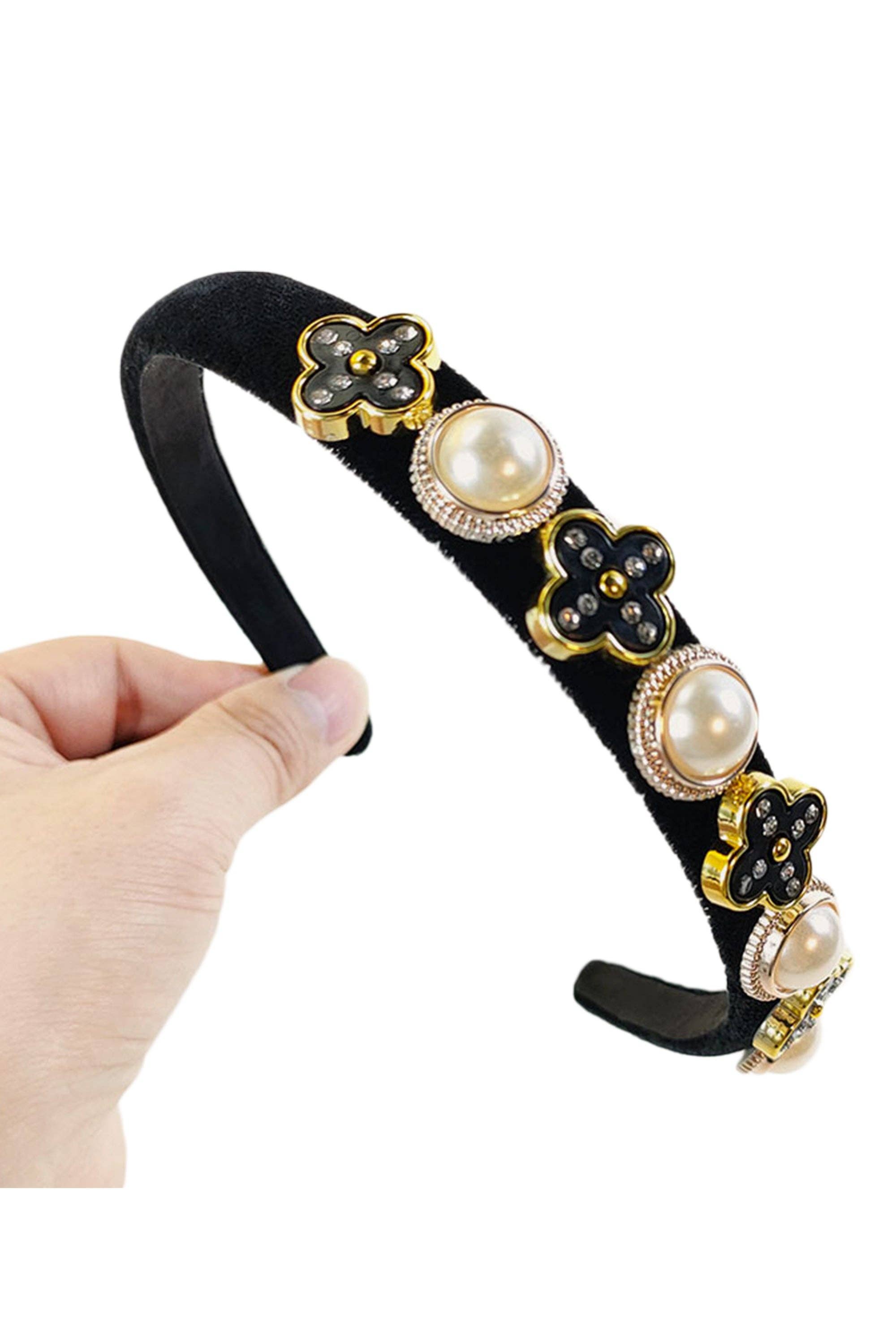 Ole - Wholesale Fashion Headband - Women's - Clover Pearl Acrylic Headband L32781