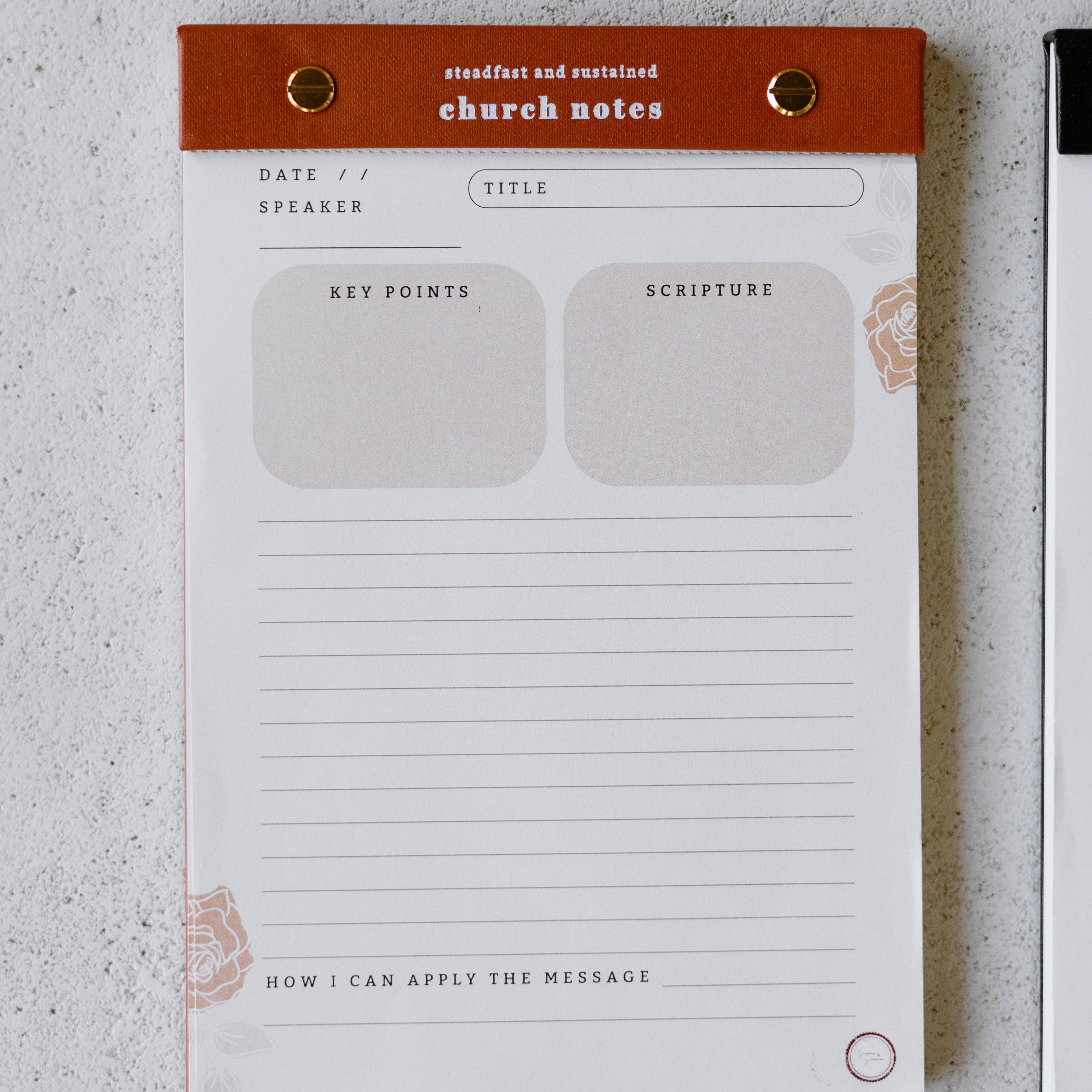 Steadfast and Sustained - Wholesale Notepad - Church Notes Notepad1