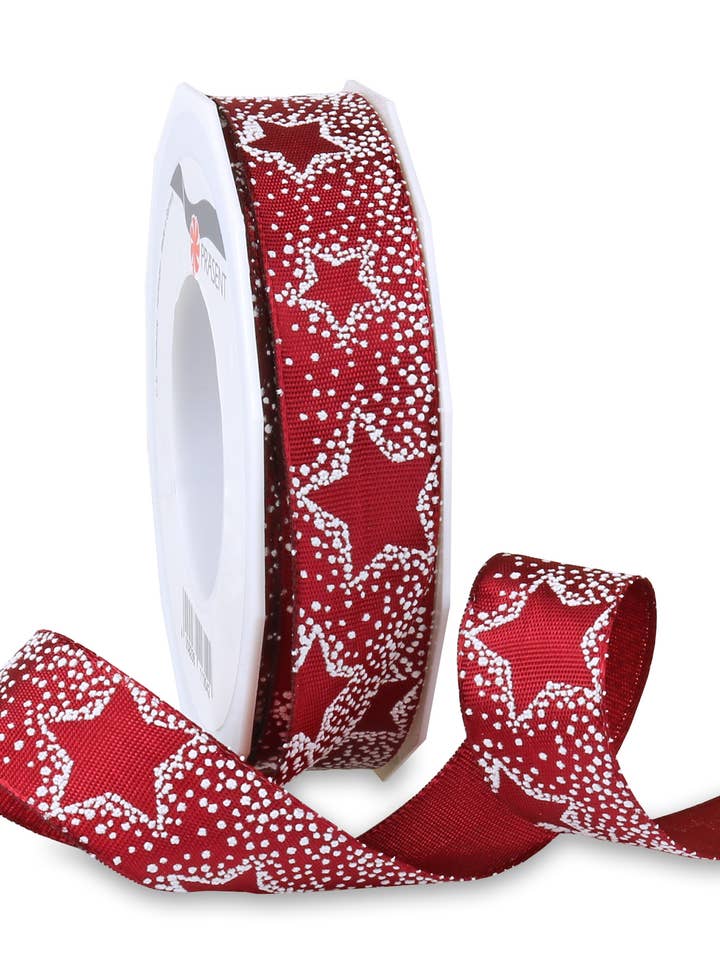 Courchevel silk ribbon, 20 m roll, 25 mm, burgundy for wholesale by C.E. PATTBERG GmbH & Co. KG