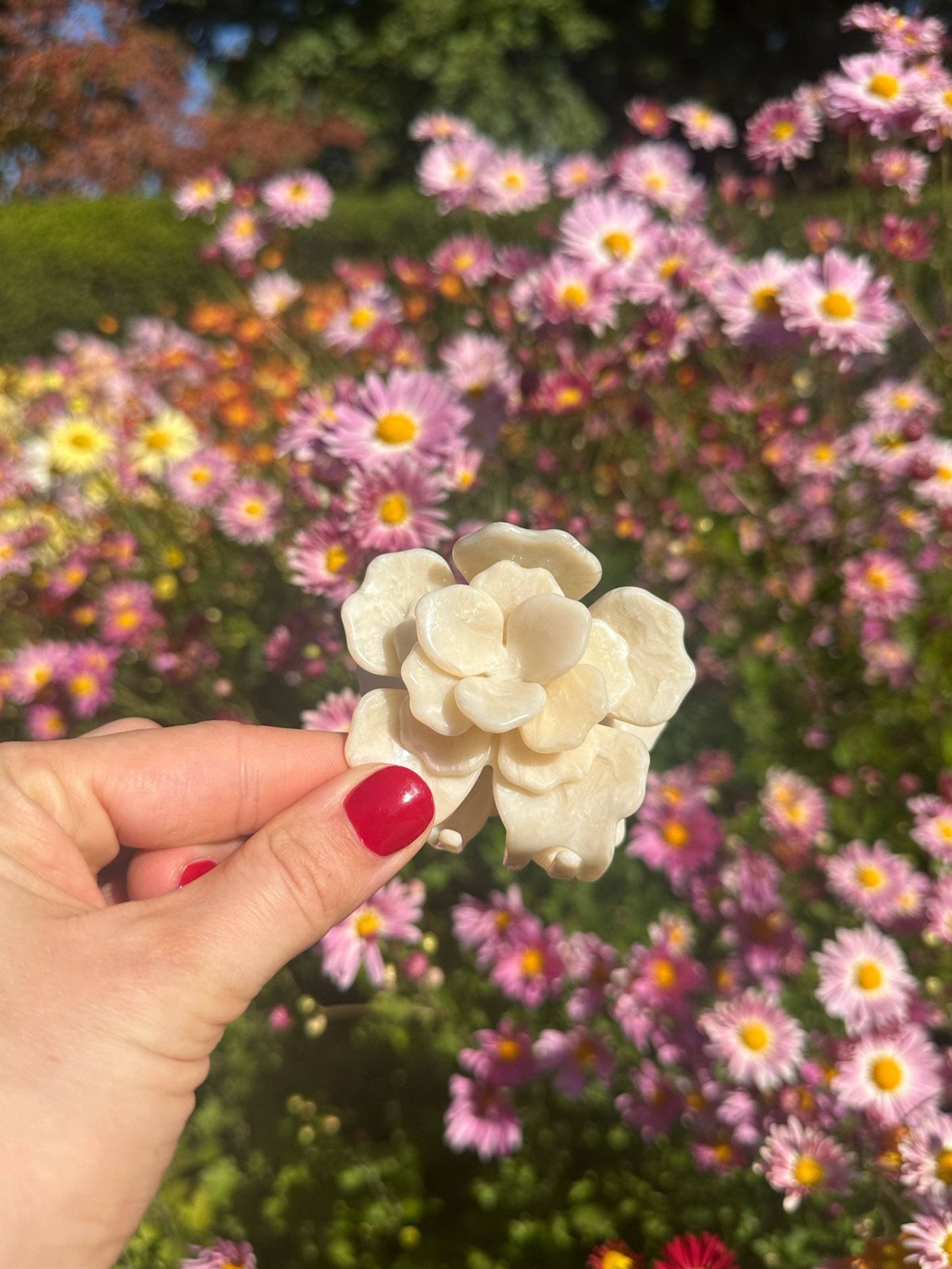 Solar Eclipse - Wholesale Hair Clip - Women's - Handmade Origami Gardenia Flower Claw Hair Clip12