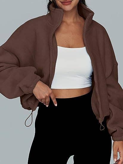safistyle - Wholesale Jacket - Women's - Zip-Up Drawstring Cropped Jacket3