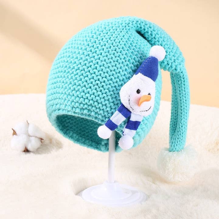 Kids Cute Cartoon Patchwork Christmas Warm Knitted Hat for wholesale by Sheer Trend