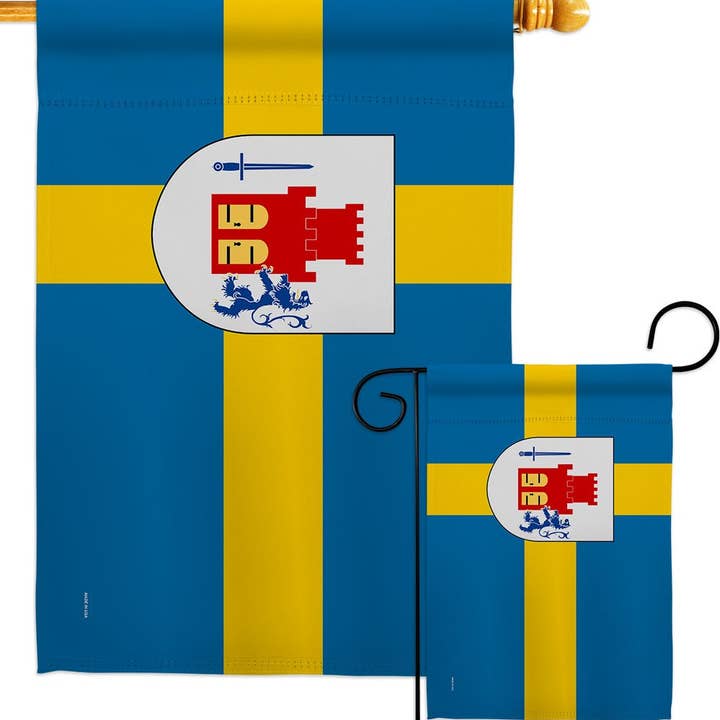 Two Group Flag Co - Venta al por mayor Bandera y manga de viento - Bandera Provincias Suecia Bohuslän Garden House Casa de 2 lados3