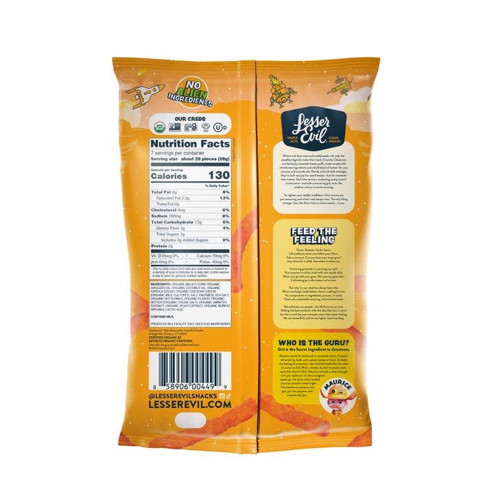 LesserEvil - Wholesale Puffed Snack - Cheezmos, Cowboy Cheddar 7oz1