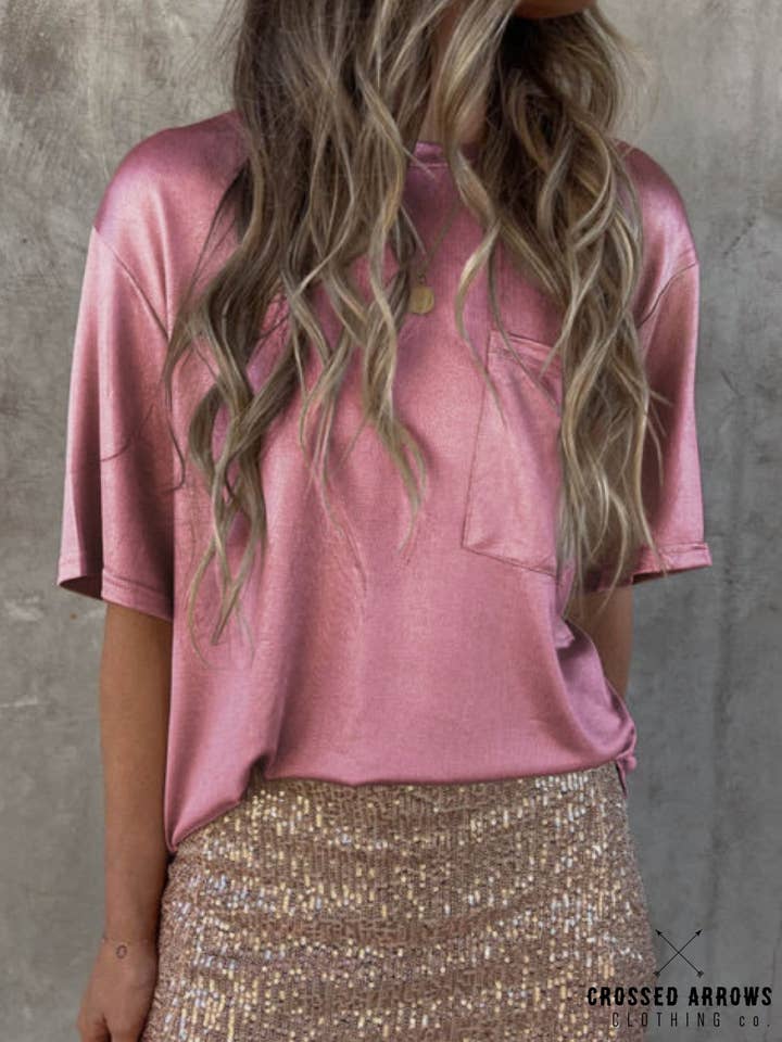 Crossed Arrows Clothing Wholesale co. - Wholesale T-Shirt - Women's - Pink pocket tee