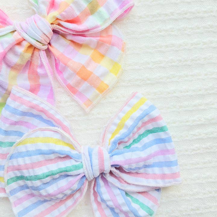 Revival Bow Co. - Wholesale Hair Bow - Kids - Fable Bow on Clip or Headband • Summer Gingham