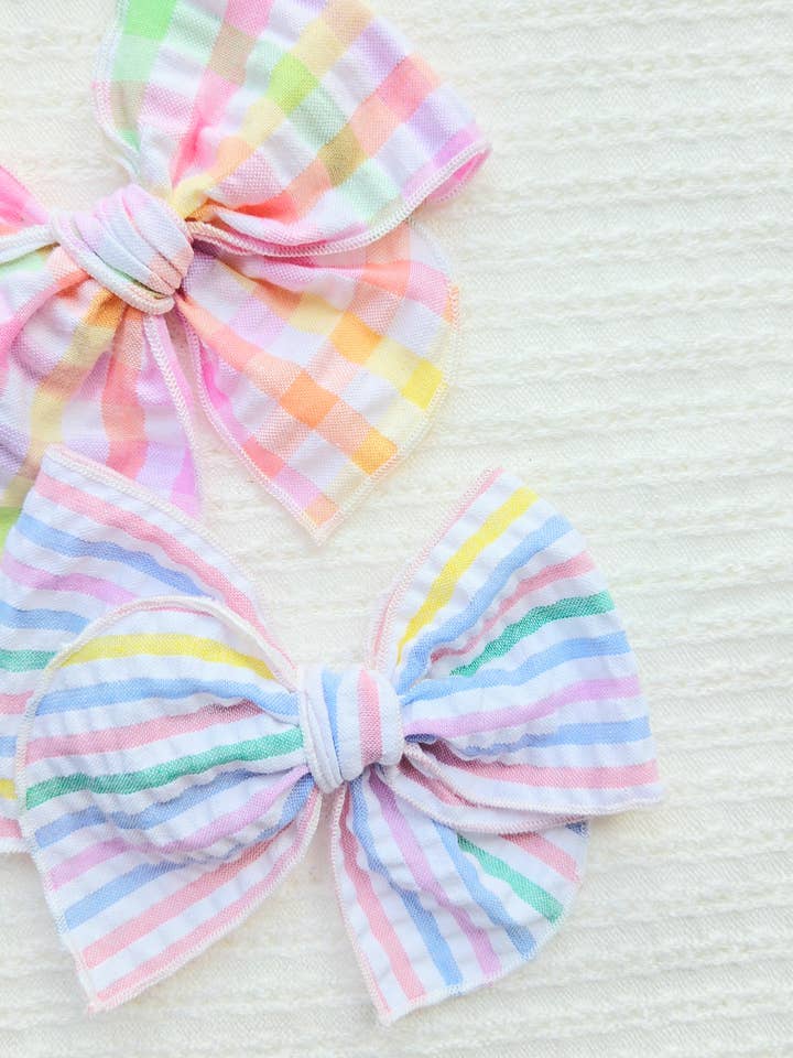 Fable Bow on Clip or Headband • Summer Gingham for wholesale by Revival Bow Co.