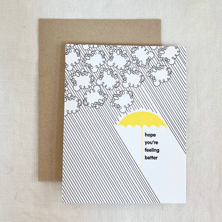 Hope You Feel Better Blank Letter Pressed Greeting Card for wholesale by Stephanie's Paper Shop