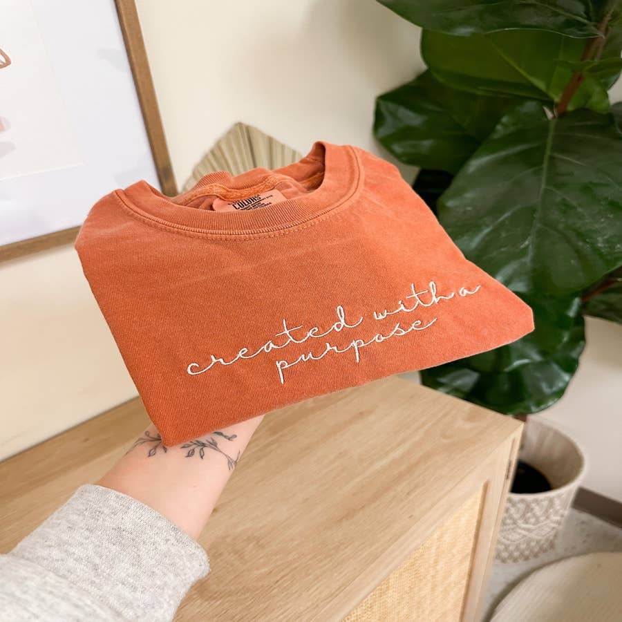 *Mystery* Embroidered Comfort Color Monogram Pocket Tee Small